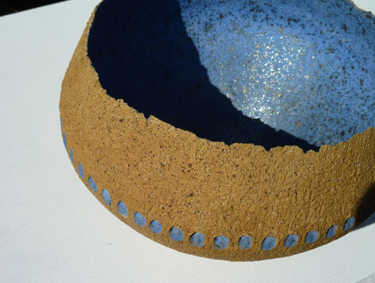 Blue- impressed ochre bowl