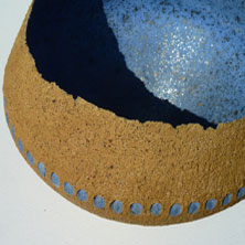 Blue- impressed ochre bowl